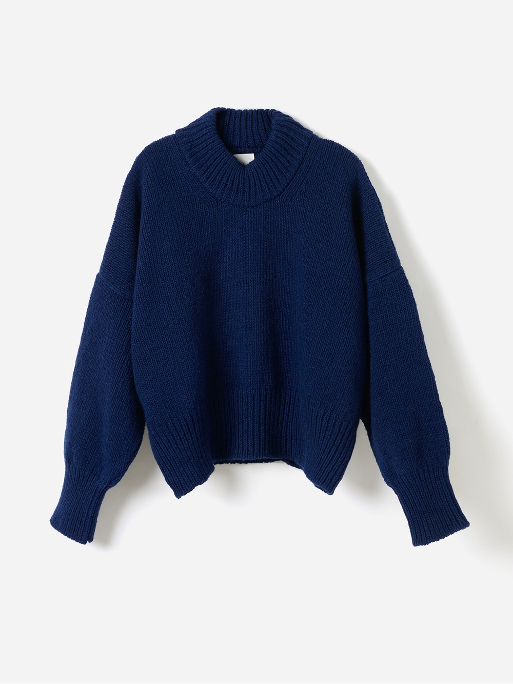 Babaa No 15 Navy Ribbed Crewneck Oversized Sweater 100% Wool - Picture 6 of 9
